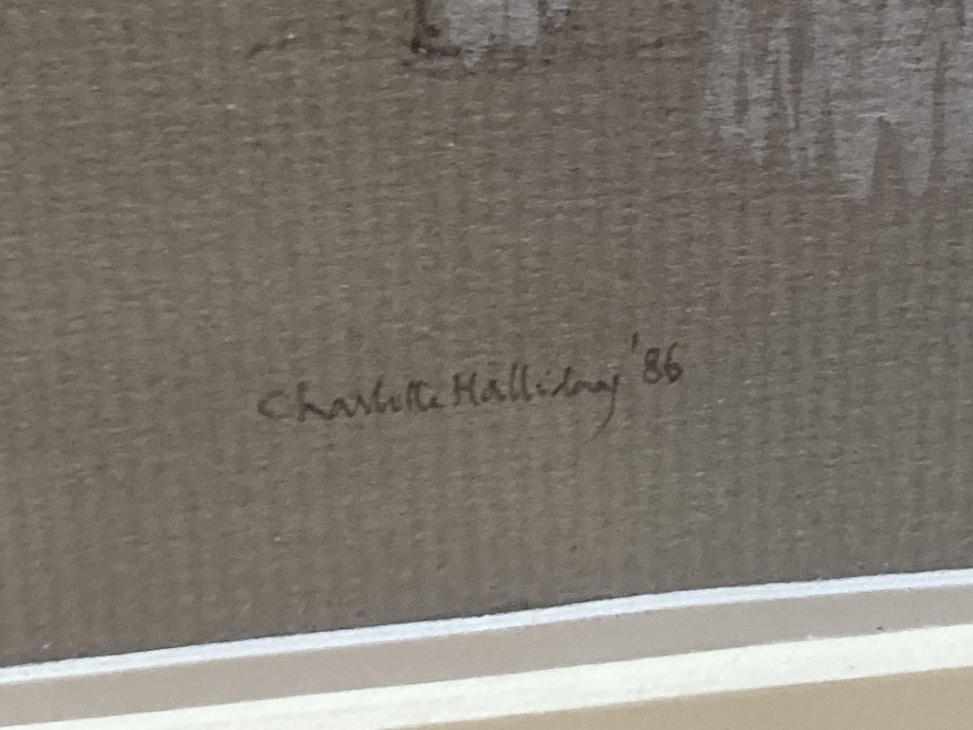 Charlotte Halliday, pencil heightened with white, Clifton Gardens, Study, signed and dated 86, 20 x 13cm and an oil on panel sketch of